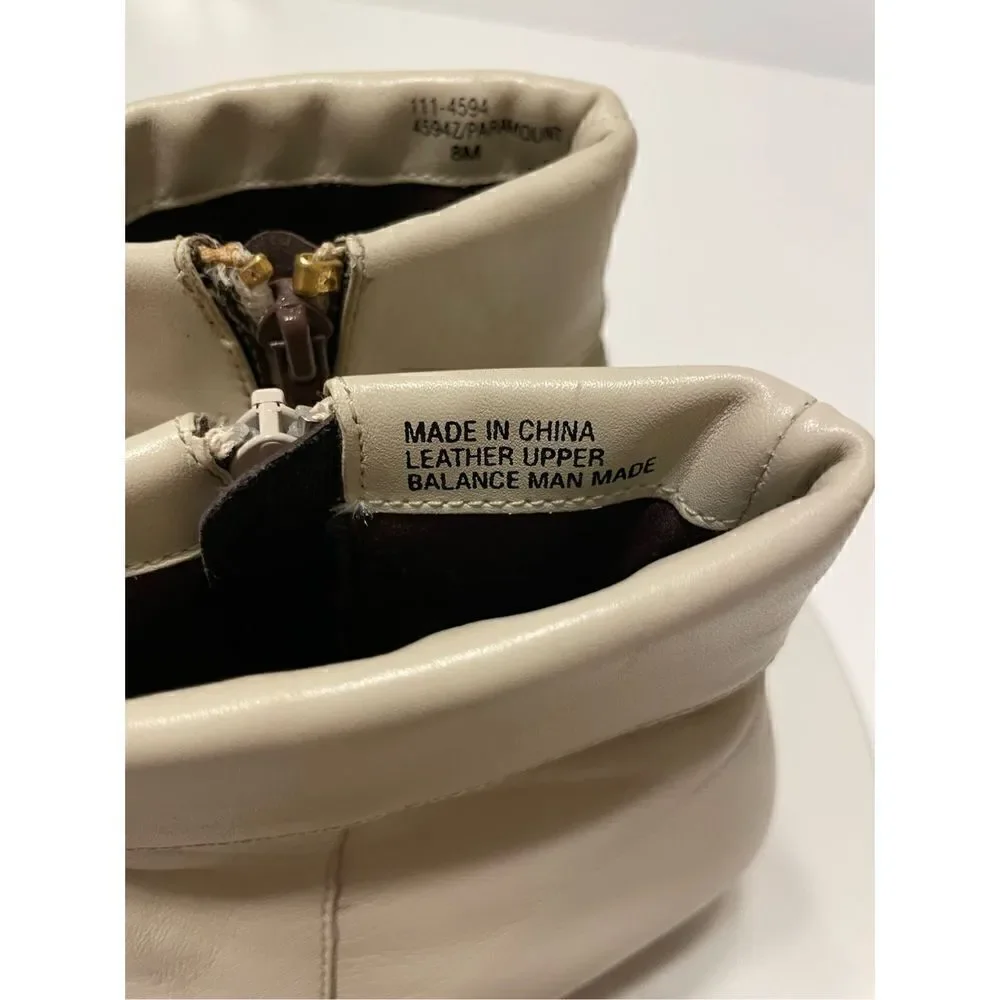 White Mountain Paramount Square Toe Zip Up Ankle Boots. Off White 8